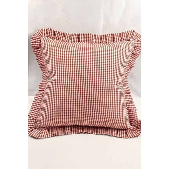 Legacy Red Gingham Ruffled Pillow Sham Cover Made in USA 20x26 - Picture 1 of 6